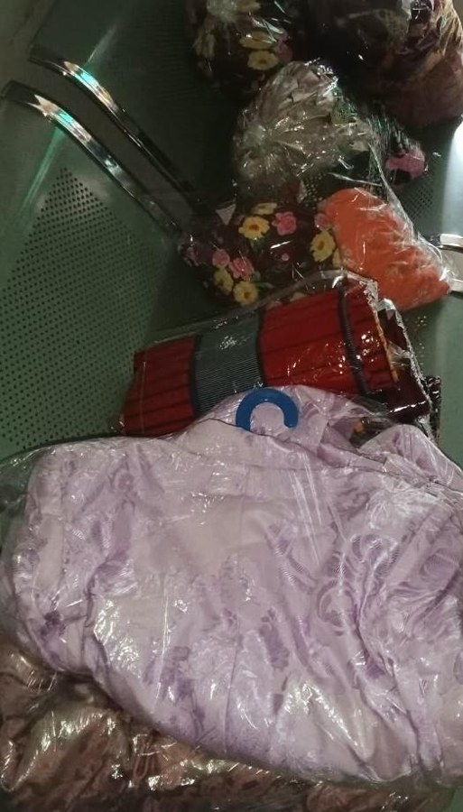 Clothes and wrappers individually wrapped in plastic